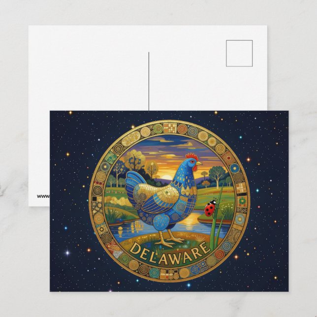 Cartão Postal Símbolos do estado de Delaware dos EUA (Frente/Verso)
