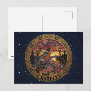 Cartão Postal Símbolos do estado de Michigan dos EUA
