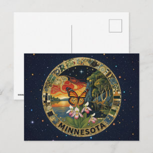 Cartão Postal Símbolos do estado de Minnesota dos EUA