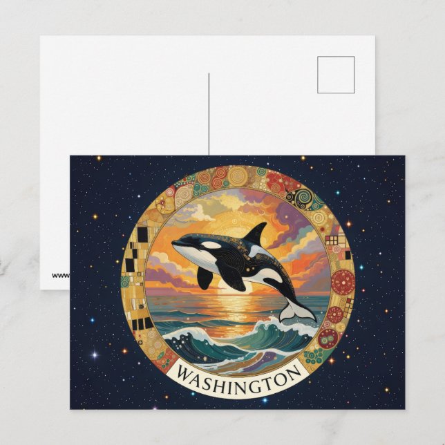 Cartão Postal Símbolos do estado de Washington dos EUA (Frente/Verso)