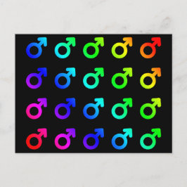 Cartão Postal Símbolos Masculinos Muito Coloridos Colores Arco-Í