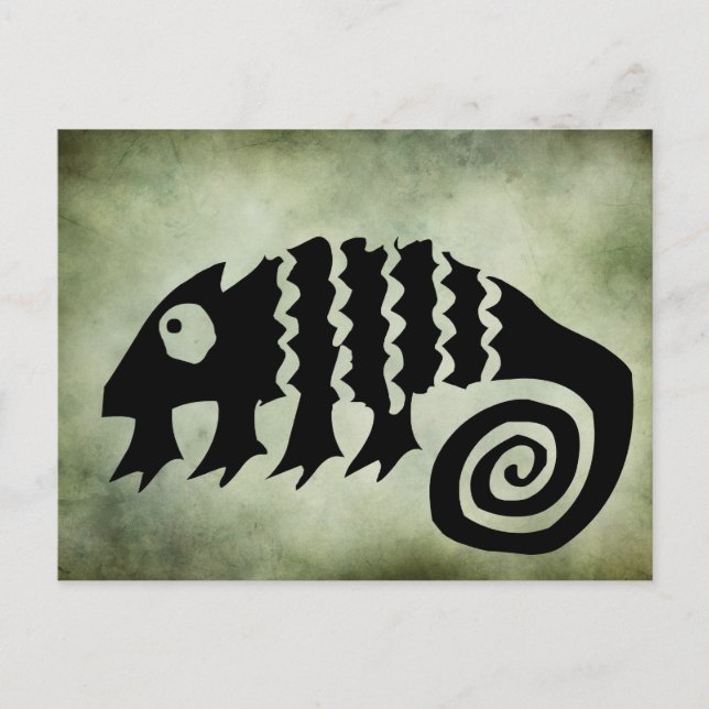 Cartão Postal símbolos tribais antigos africanos linocut (Frente)