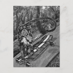 Cartão Postal Simeon Skateboard Selfie