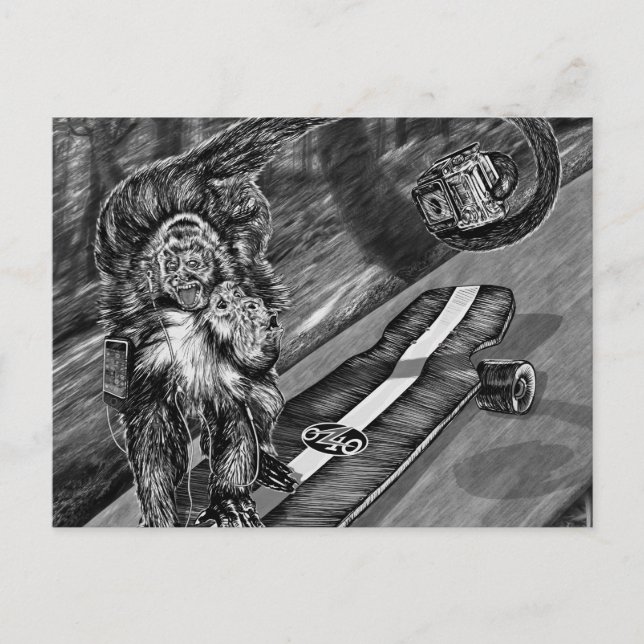 Cartão Postal Simeon Skateboard Selfie (Frente)