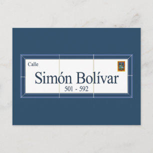 Cartão Postal Simon Bolivar, sinal de rua, sucre, Bolívia