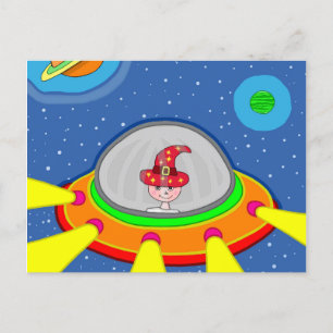 Cartão Postal Simon e sua nave espacial