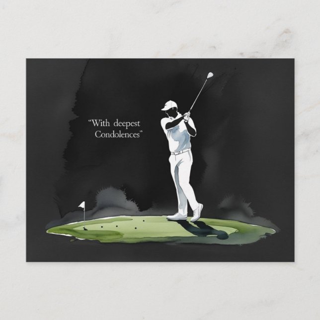 Cartão Postal Simpatia de golfe “Com pêsames profundos.” (Frente)