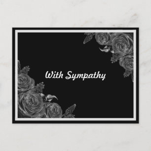 Cartão Postal Simpatia de luto preto floral