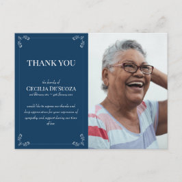 Cartão Postal Simpatia Foto Personalizada Funeral Obrigado Azul