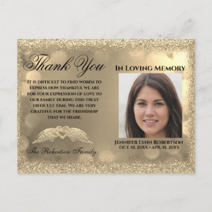 Cartão Postal Simpatia Funeral Foto OBRIGADO com Coração