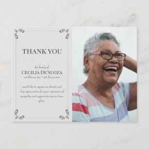 Cartão Postal Simpatia Funeral Luto Agradecimento Cinza Claro Fo