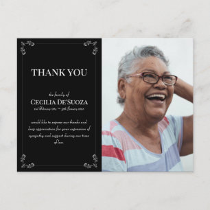 Cartão Postal Simpatia Personalizada Foto Funeral Obrigado Preto
