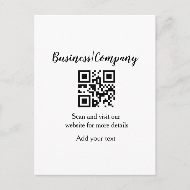 Cartão Postal Simple business company website barcode QR add nam (Frente)