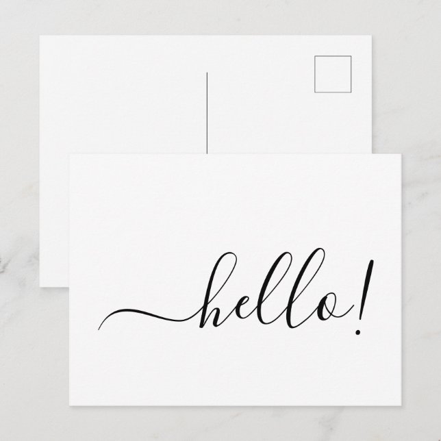 Cartão Postal Simple Classic Hello Postcard with Clean White Des (Frente/Verso)