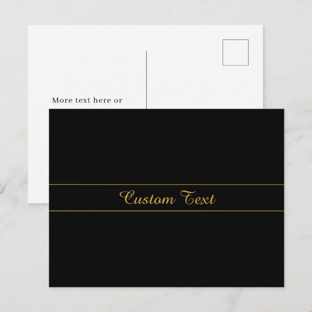 Cartão Postal Simple Customizable Gold & Black Text Design  (Frente/Verso)
