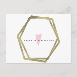 Cartão Postal Simple Geo Faux, Dia de os namorados mínimo Dourad