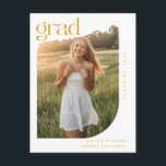 Cartão Postal Simple Minimal Arch Photo Gold Script Graduation<br><div class="desc">Send heartfelt appreciation with this modern thank you photo postcard designed for graduation season. Featuring a soft arch portrait and refined gold type, this elegant postcard is perfect as a graduate photo thank you for high school college university milestones. The neutral graduation thank you style keeps it timeless while your...</div>