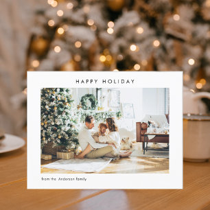Cartão Postal Simple Modern Family Photo Happy Holiday