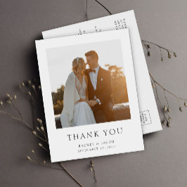 Cartão Postal Simple Photo Elegant Wedding Thank You