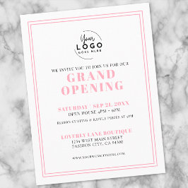 Cartão Postal Simple Pink Logo Business Grand Opening Invitation