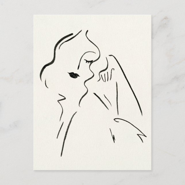Cartão Postal Simple Study - Desenho de uma Senhora (Frente)