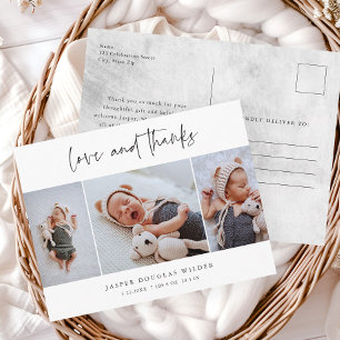 Cartão Postal Simples 3 Foto Amor e Obrigado Bebê Agradecido