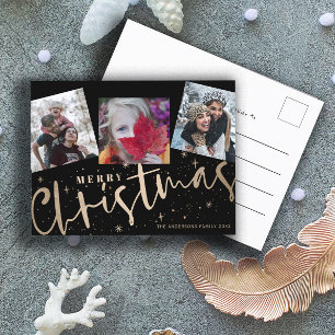 Cartão Postal Simples 3 Insta Foto Colagem Feliz Natal