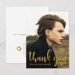 Cartão Postal Simples agradecimento de Bar Mitzvah Estrela de Da