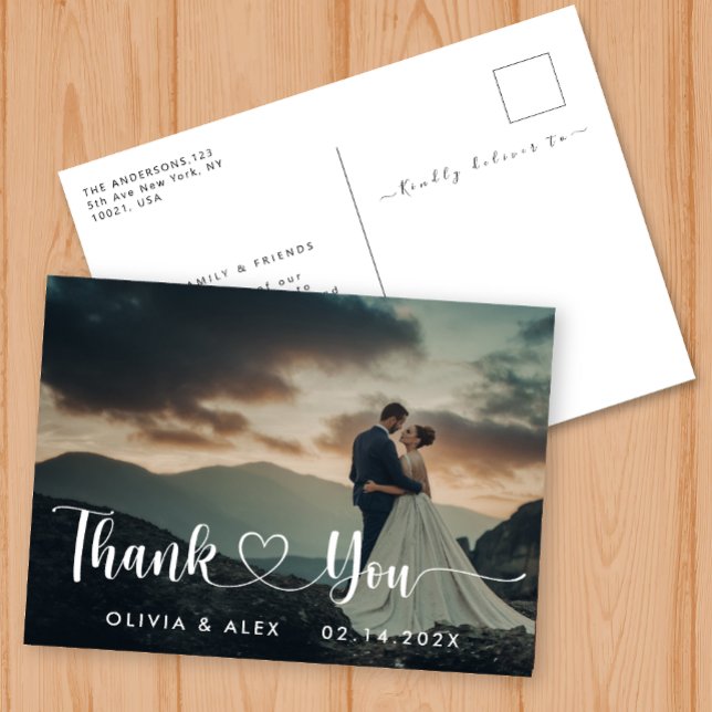 Cartão Postal Simples Agradecimento de Casamento (Criador carregado)