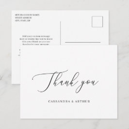 Cartão Postal Simples Agradecimento de Casamento Clássico e Eleg