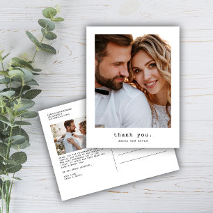 Cartão Postal Simples Agradecimento de Casamento com Foto Clássi