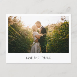 Cartão Postal Simples Agradecimento de Casamento com Foto Minima