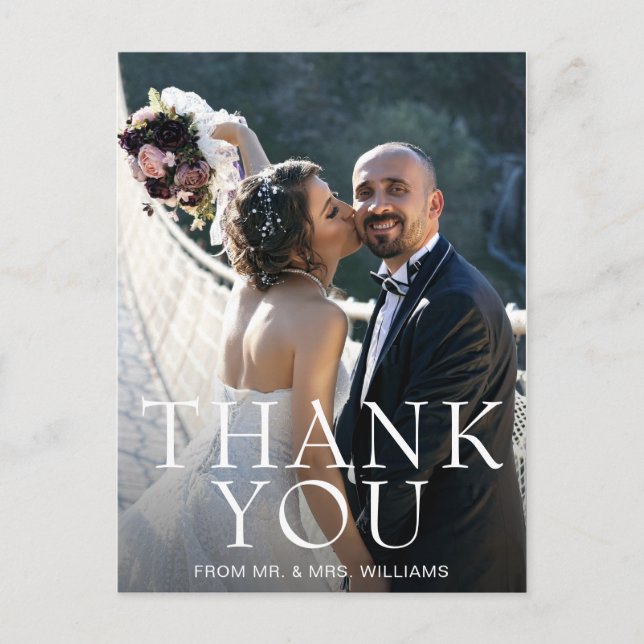 Cartão Postal Simples Agradecimento de Casamento com Foto Modern (Frente)