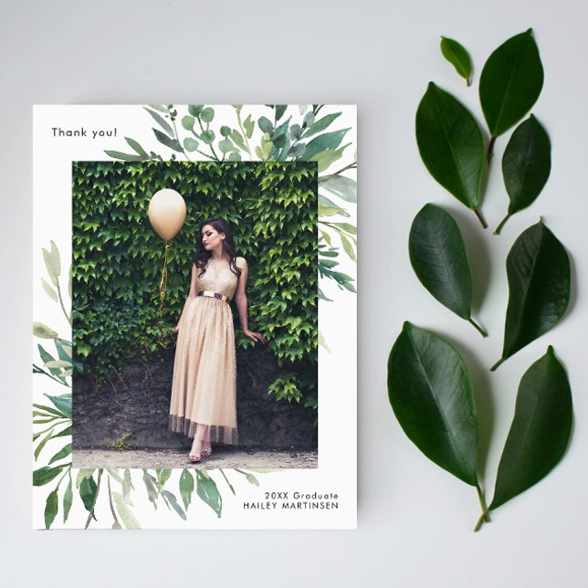 Cartão Postal Simples Agradecimento de Formatura com Uma Foto Bo (Criador carregado)