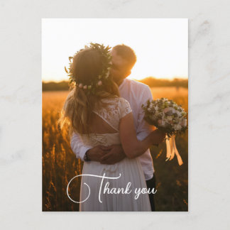 Cartão Postal Simples Agradecimento de Foto de Casamento Minimal