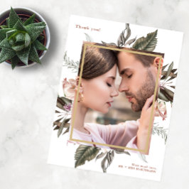 Cartão Postal Simples Agradecimentos de Casamento com Uma Foto B