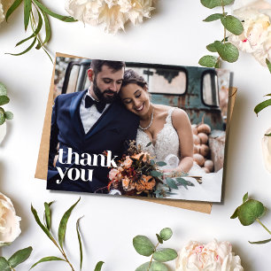Cartão Postal Simples Agradecimentos de Fotografia de Casamento