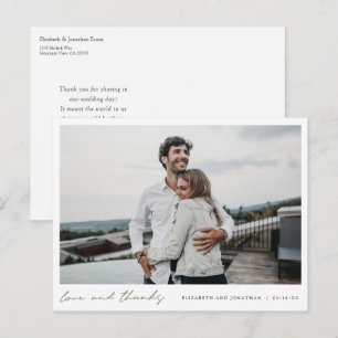 Cartão Postal Simples amor e Obrigados Foto de casamento Obrigad