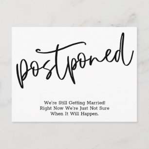 Cartão Postal Simples Anúncio de Casamento Adiado