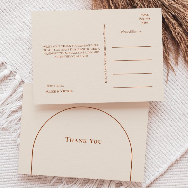 Cartão Postal Simples Arco Boho Marfim Obrigado Casamento (Criador carregado)