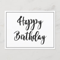 Simples Branco Preto Feliz Aniversário