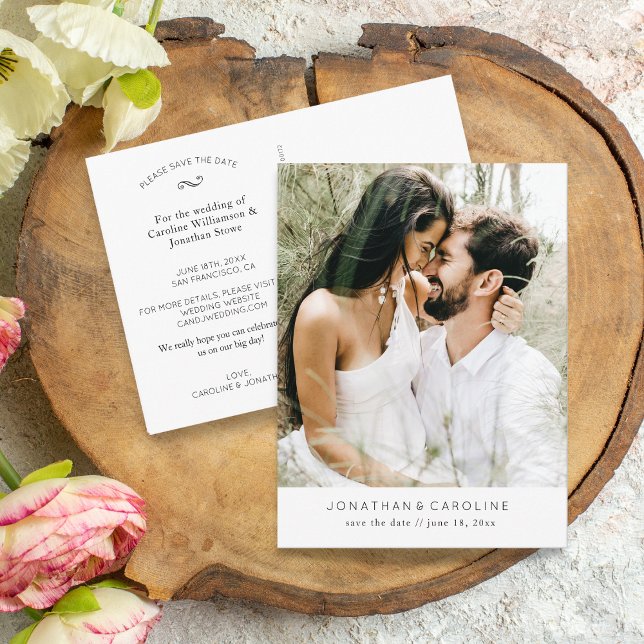 Cartão Postal Simples Casamento de Foto Grande Mínimo Salve a Da (Criador carregado)