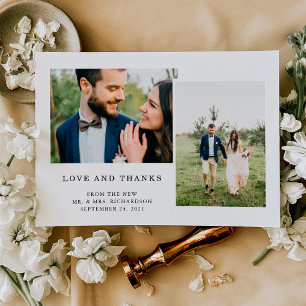 Cartão Postal Simples Casamento de Fotos em Preto e Branco - Obr
