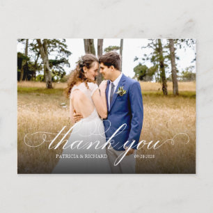 Cartão Postal Simples Casamento De Script Elegante Obrigado Foto