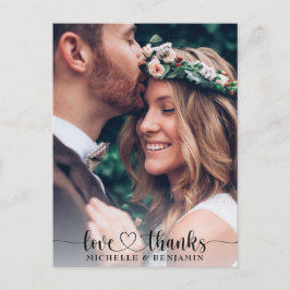 Cartão Postal Simples Casamento Elegante Obrigado Cartão-Postal 