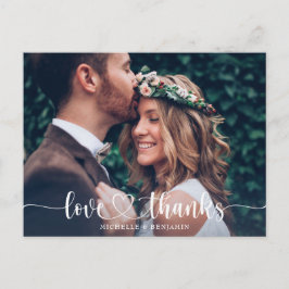 Cartão Postal Simples Casamento Elegante Obrigado Cartão-Postal 