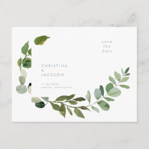 Cartão Postal Simples Casamento Eucalyptus Salve a Data