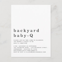 Cartão Postal Simples Chá de CHURRASCO Q para bebê para quintal 