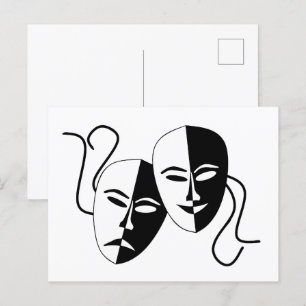 Cartão Postal Simples Comédia Drama Máscaras Atuação