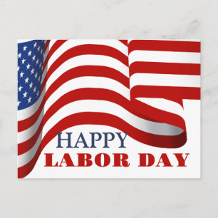 Cartão Postal Simples Dia do Trabalho Elegante com bandeira dos